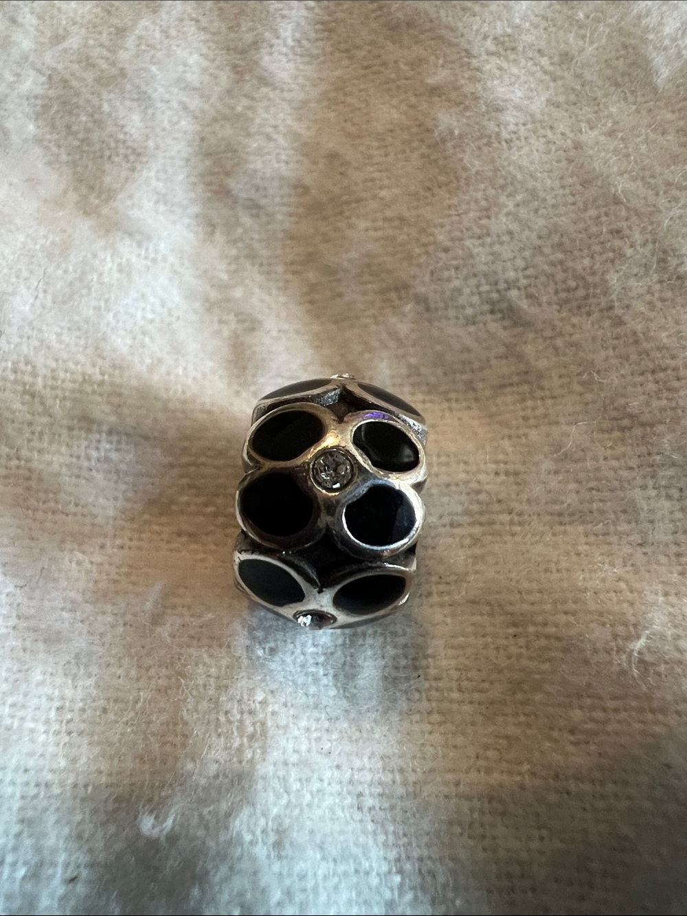 Brighton Silver and Black Floral Bead Charm